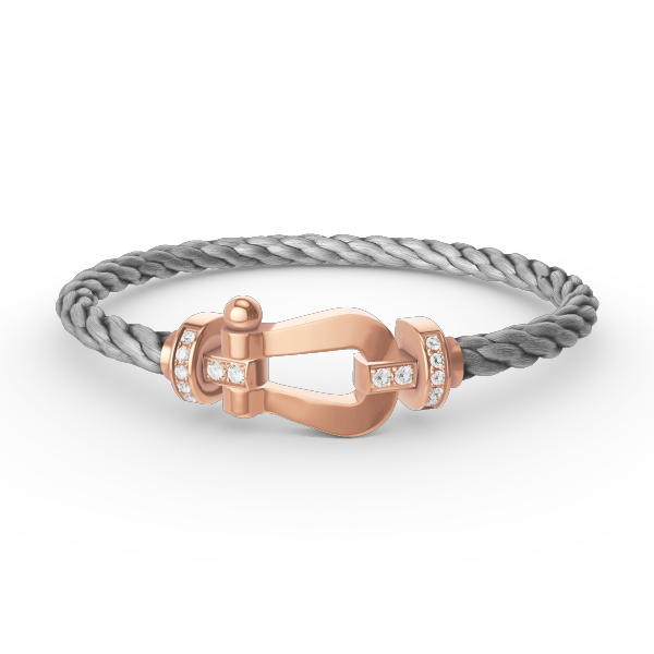 DIANA FORCE LARGE HORSESHOE HALF DIAMOND BRACELET ROSE GOLD