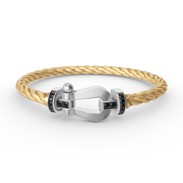 DIANA FORCE LARGE HORSESHOE BLACK DIAMOND BRACELET SILVER