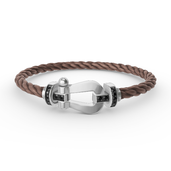DIANA FORCE LARGE HORSESHOE BLACK DIAMOND BRACELET SILVER