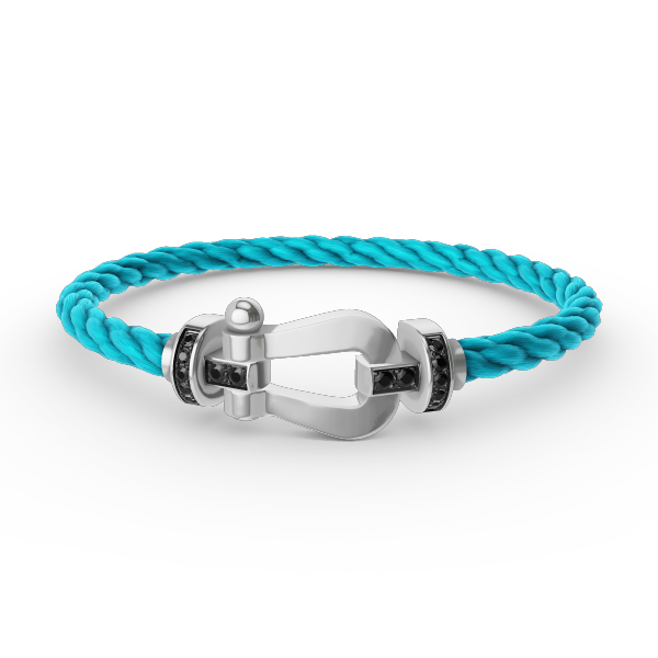 DIANA FORCE LARGE HORSESHOE BLACK DIAMOND BRACELET SILVER