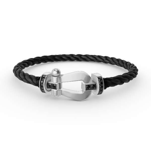 DIANA FORCE LARGE HORSESHOE BLACK DIAMOND BRACELET SILVER