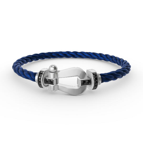 DIANA FORCE LARGE HORSESHOE BLACK DIAMOND BRACELET SILVER