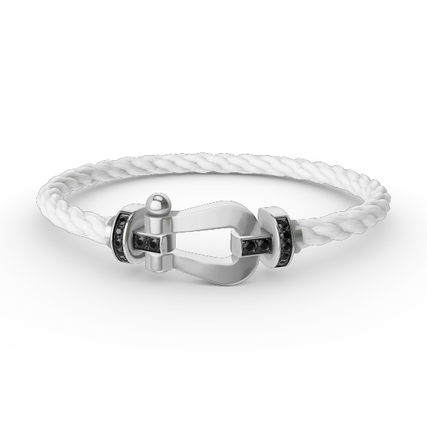 DIANA FORCE LARGE HORSESHOE BLACK DIAMOND BRACELET SILVER