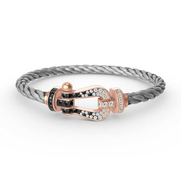 DIANA FORCE LARGE HORSESHOE BLACK WHITE DIAMOND BRACELET ROSE GOLD
