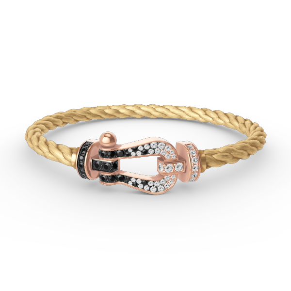 DIANA FORCE LARGE HORSESHOE BLACK WHITE DIAMOND BRACELET ROSE GOLD