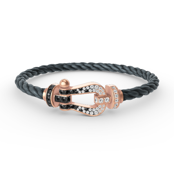 DIANA FORCE LARGE HORSESHOE BLACK WHITE DIAMOND BRACELET ROSE GOLD