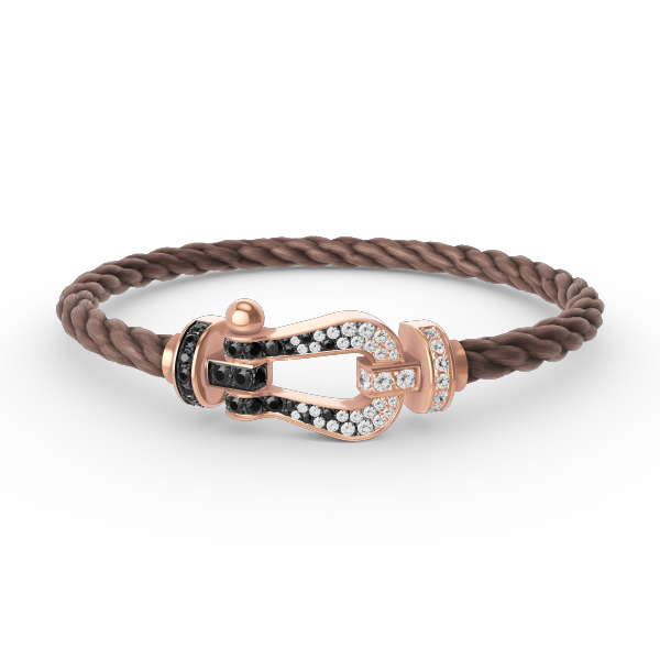 DIANA FORCE LARGE HORSESHOE BLACK WHITE DIAMOND BRACELET ROSE GOLD