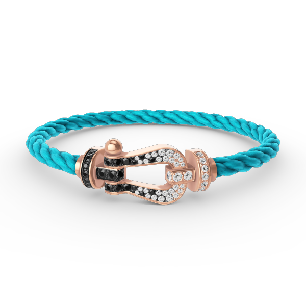 DIANA FORCE LARGE HORSESHOE BLACK WHITE DIAMOND BRACELET ROSE GOLD