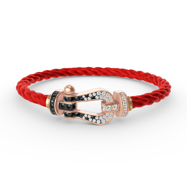 DIANA FORCE LARGE HORSESHOE BLACK WHITE DIAMOND BRACELET ROSE GOLD