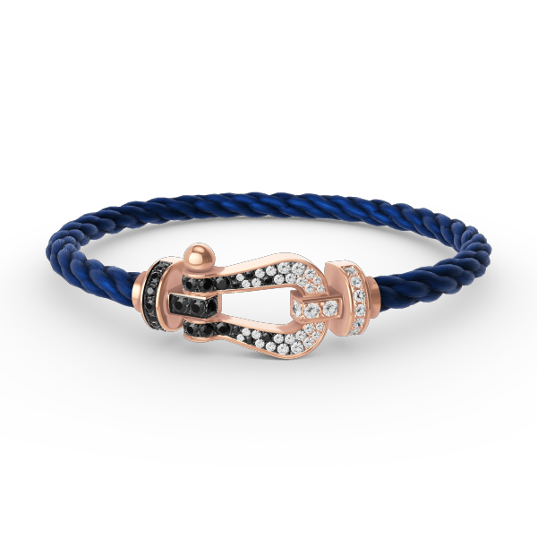 DIANA FORCE LARGE HORSESHOE BLACK WHITE DIAMOND BRACELET ROSE GOLD