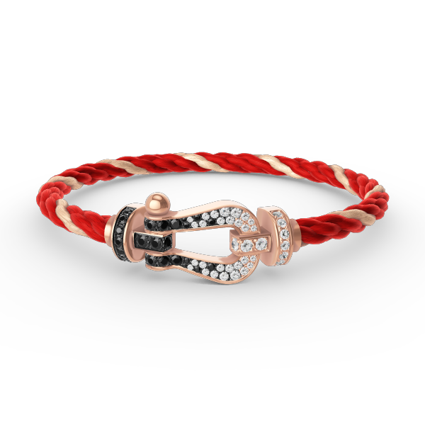 DIANA FORCE LARGE HORSESHOE BLACK WHITE DIAMOND BRACELET ROSE GOLD