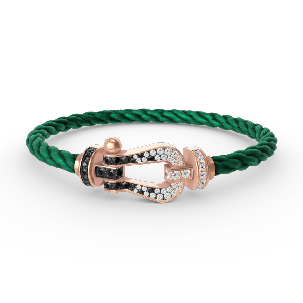 DIANA FORCE LARGE HORSESHOE BLACK WHITE DIAMOND BRACELET ROSE GOLD