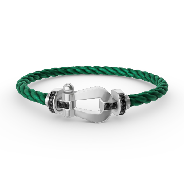 DIANA FORCE LARGE HORSESHOE BLACK DIAMOND BRACELET SILVER