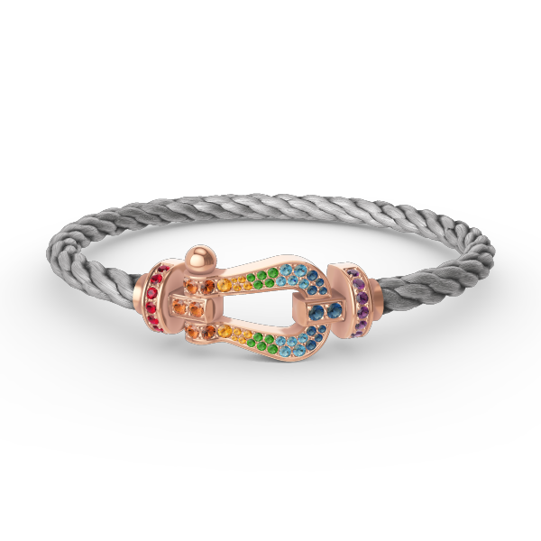 DIANA FORCE LARGE HORSESHOE COLORED DIAMOND BRACELET ROSE GOLD