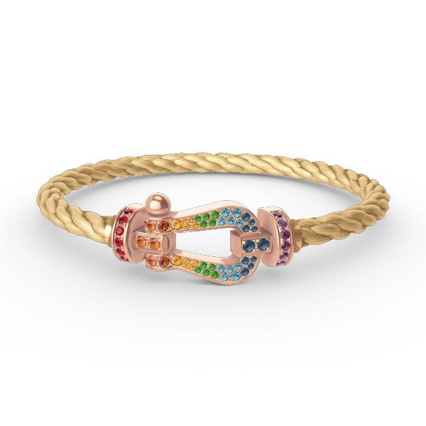 DIANA FORCE LARGE HORSESHOE COLORED DIAMOND BRACELET ROSE GOLD