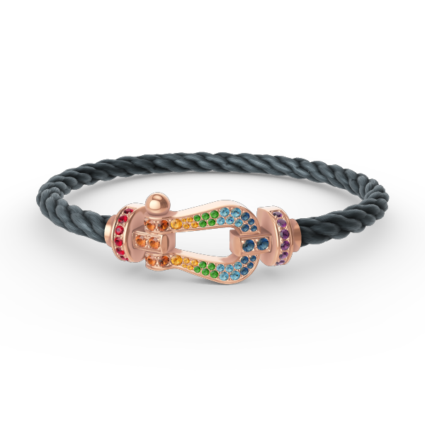 DIANA FORCE LARGE HORSESHOE COLORED DIAMOND BRACELET ROSE GOLD