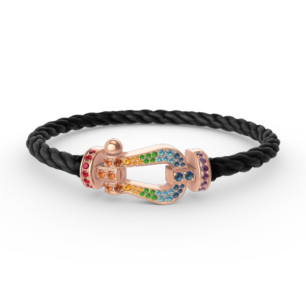 DIANA FORCE LARGE HORSESHOE COLORED DIAMOND BRACELET ROSE GOLD