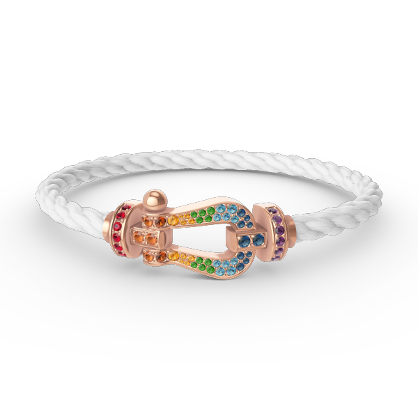 DIANA FORCE LARGE HORSESHOE COLORED DIAMOND BRACELET ROSE GOLD