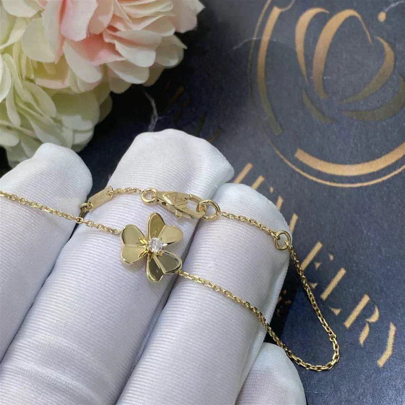 DIANA FRIVOLE GOLD FLOWER PINK MALACHITE BRACELET