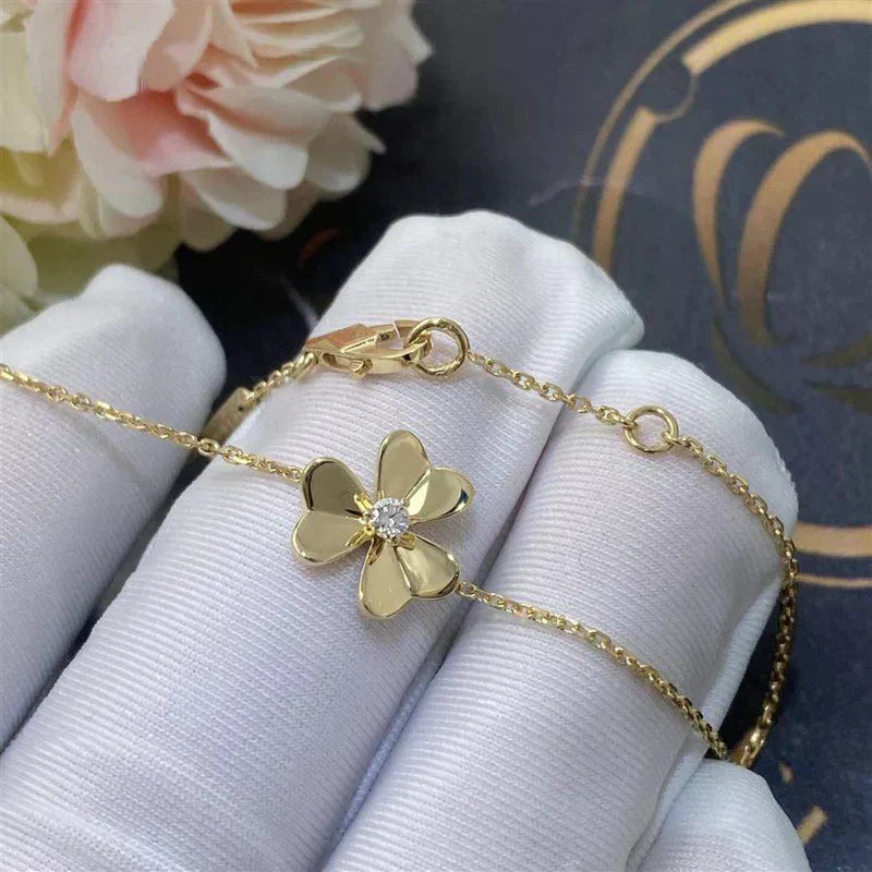 DIANA FRIVOLE GOLD FLOWER PINK MALACHITE BRACELET
