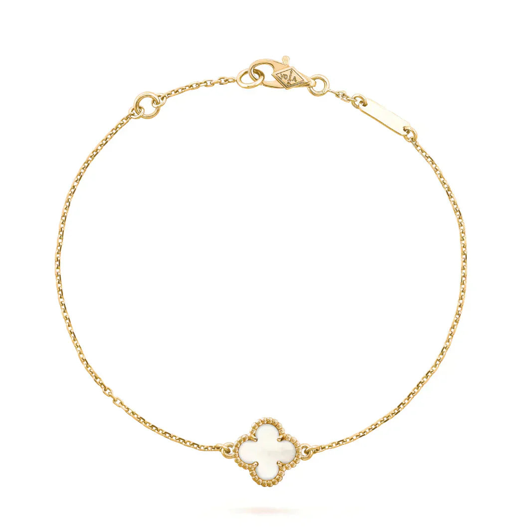 DIANA CLOVER WHITE MOP SINGLE FLOWER BRACELET