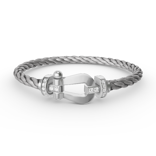 DIANA FORCE LARGE HORSESHOE HALF DIAMOND BRACELET SILVER