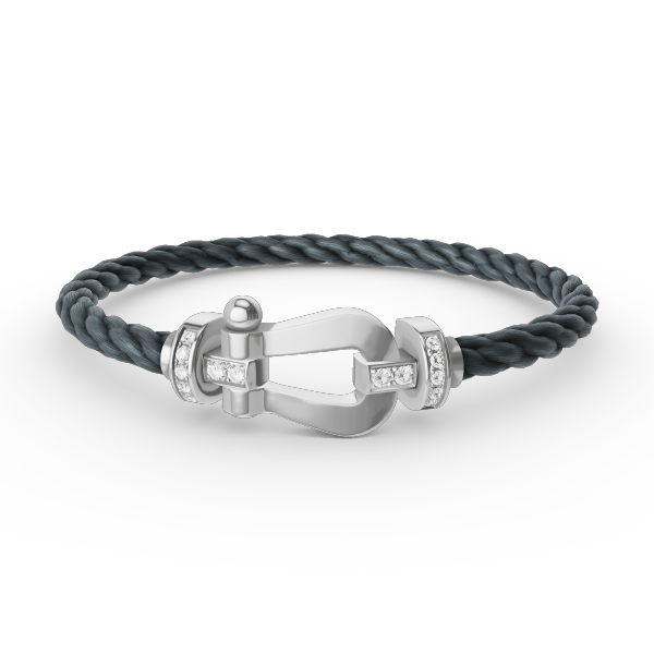 DIANA FORCE LARGE HORSESHOE HALF DIAMOND BRACELET SILVER