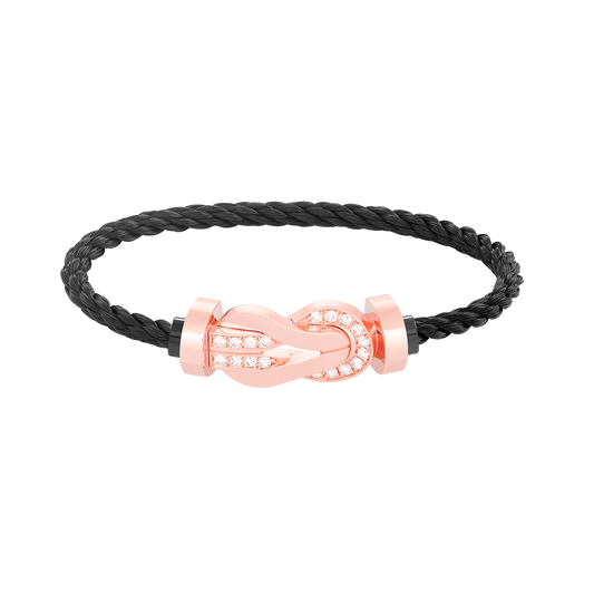 DIANA CHANCE LARGE 8 FIGURE BUCKLE HALF DIAMOND BRACELET ROSE GOLD