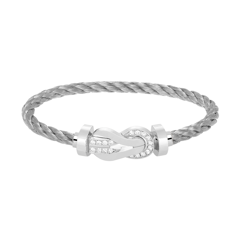 DIANA CHANCE LARGE 8 FIGURE BUCKLE HALF DIAMOND BRACELET SILVER