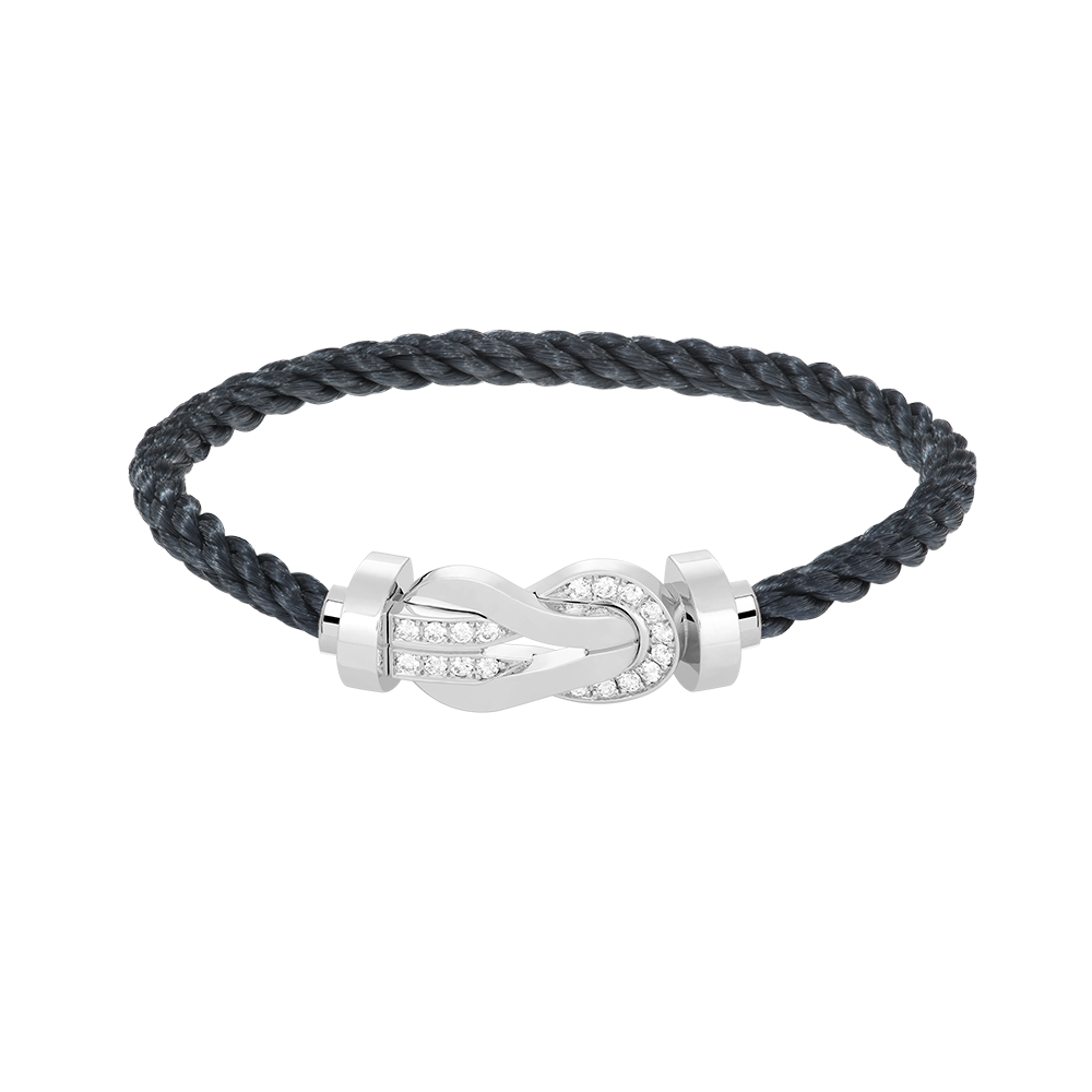 DIANA CHANCE LARGE 8 FIGURE BUCKLE HALF DIAMOND BRACELET SILVER