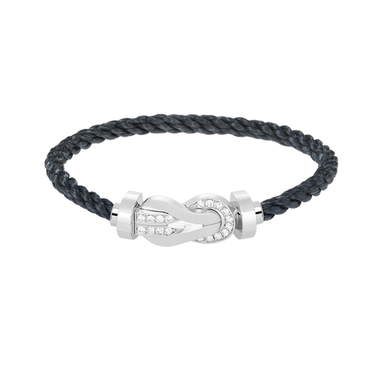 DIANA CHANCE LARGE 8 FIGURE BUCKLE HALF DIAMOND BRACELET SILVER