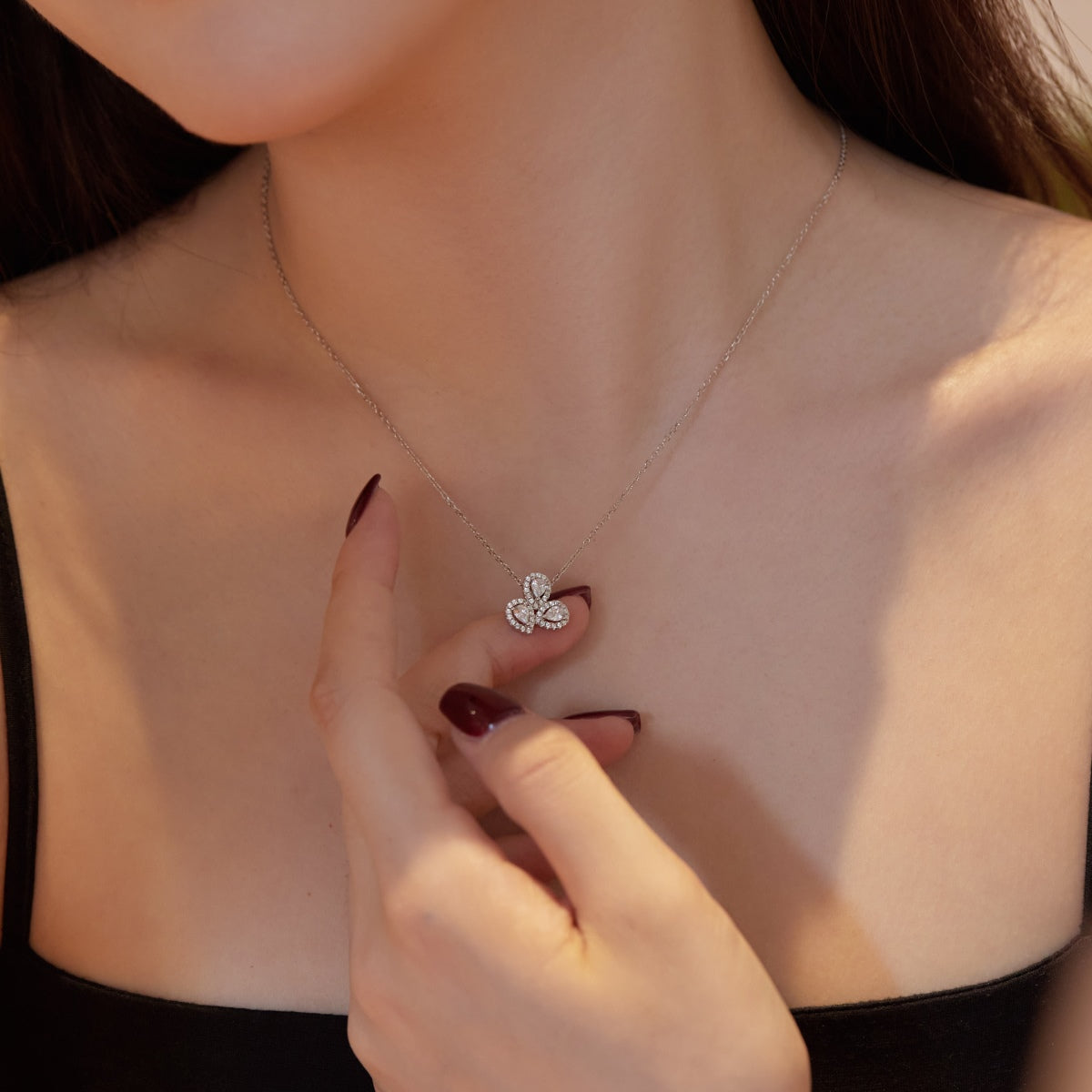 [HOT]Elegant Flower Shape Pear Cut Necklace