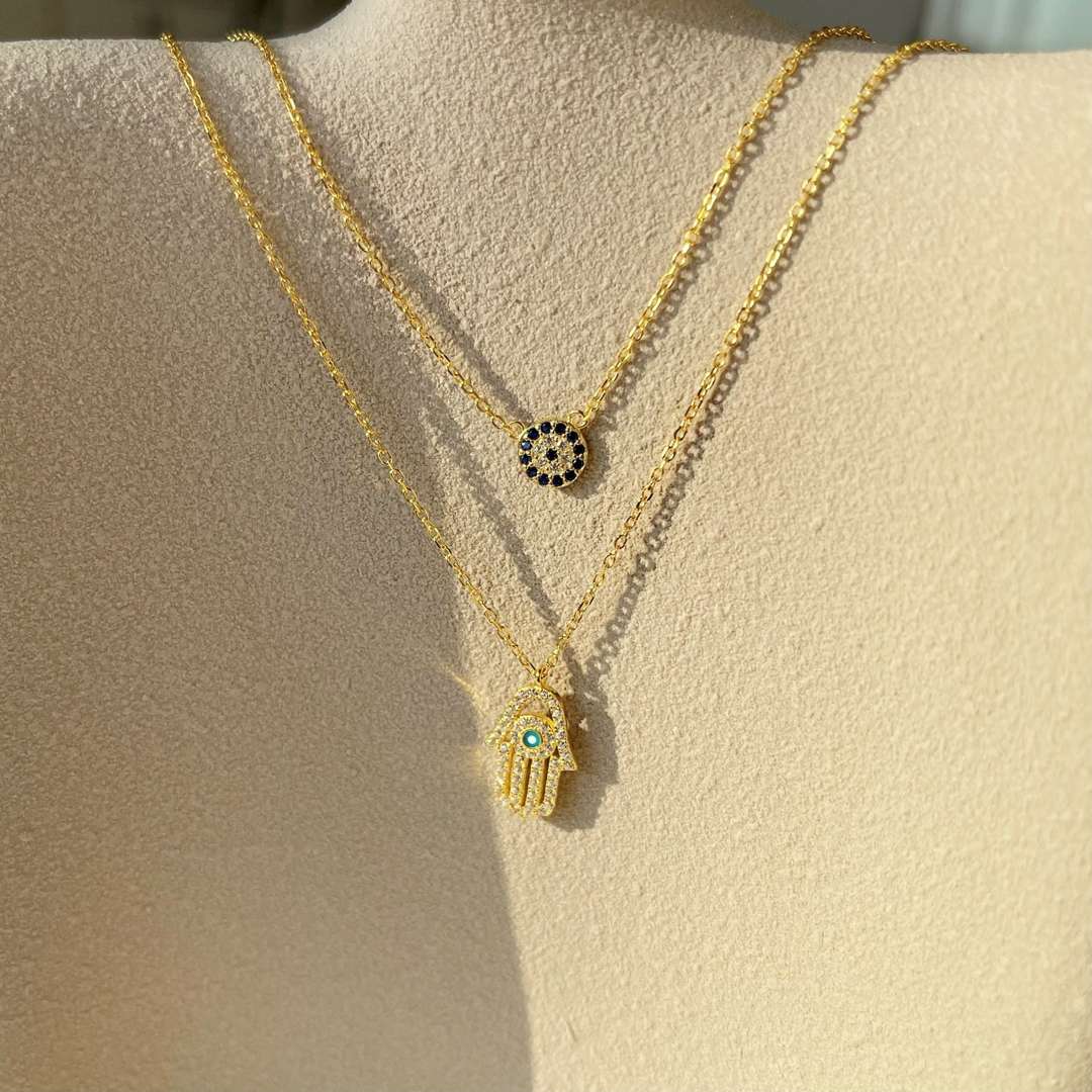 [HOT]Demon Eye Hamsa Palm Necklace