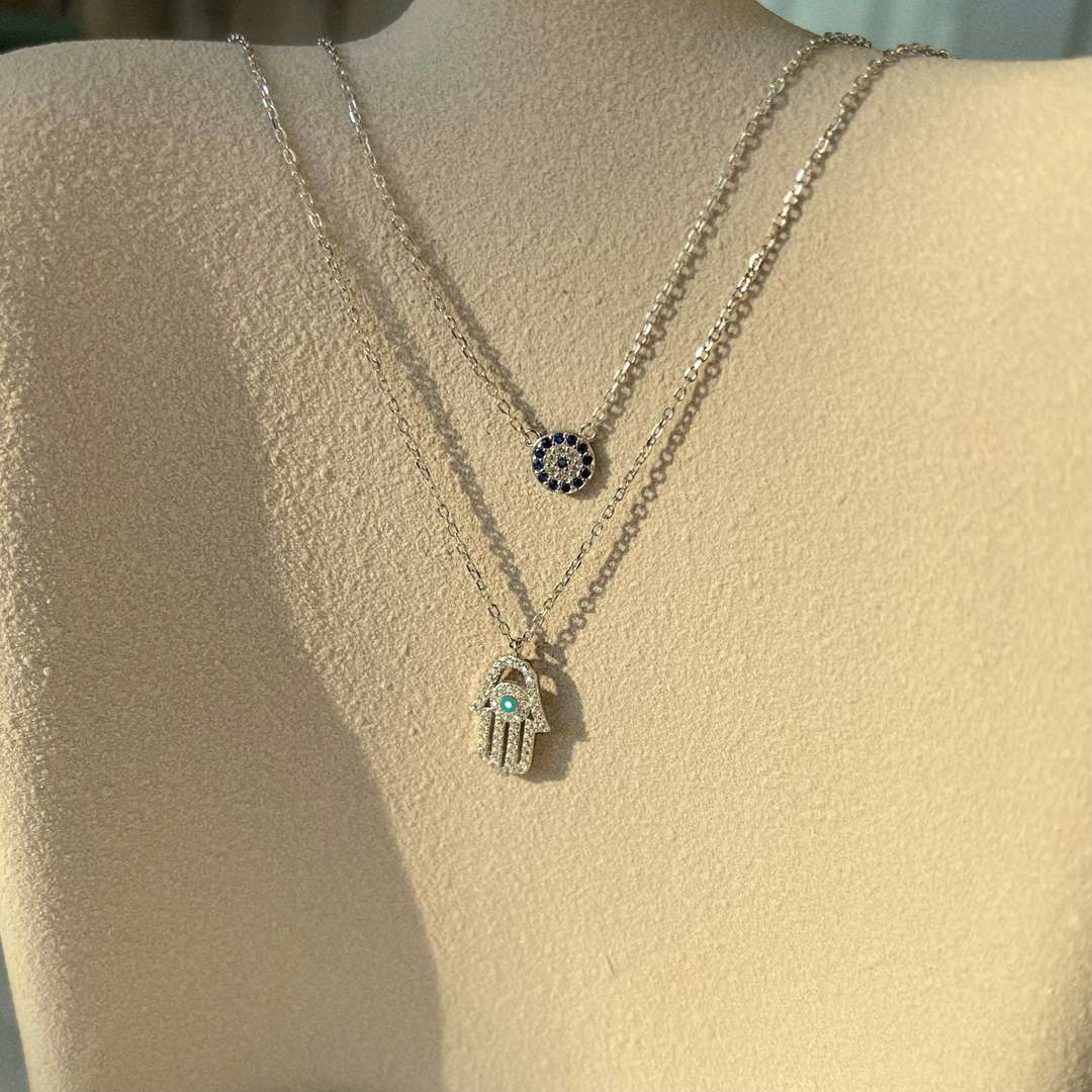 [HOT]Demon Eye Hamsa Palm Necklace