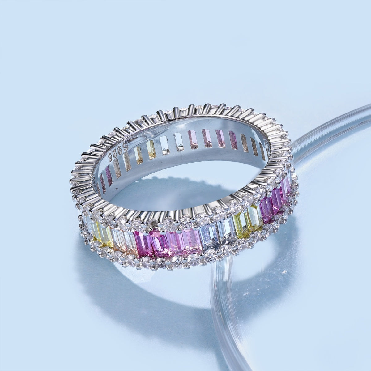 [HOT]Dainty Kaleidoscopic Emerald Cut Daily Ring