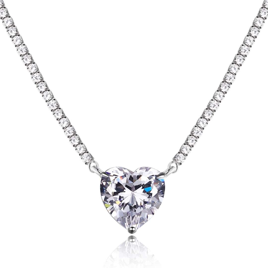 [HOT]8.0 Carat Versatile Colorful Sweet Heart-Shaped Tennis Necklace