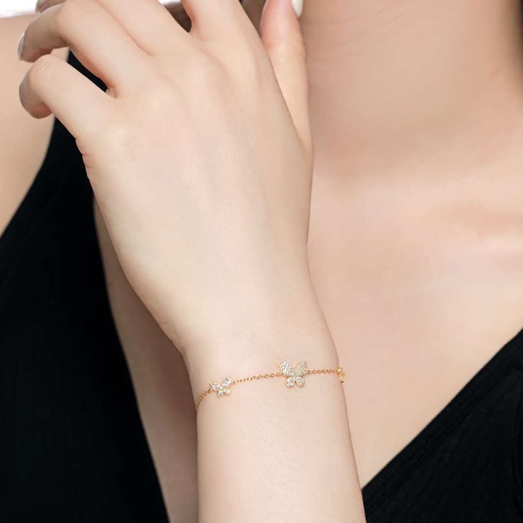 [HOT]Delicate Butterfly Pendant Bracelet