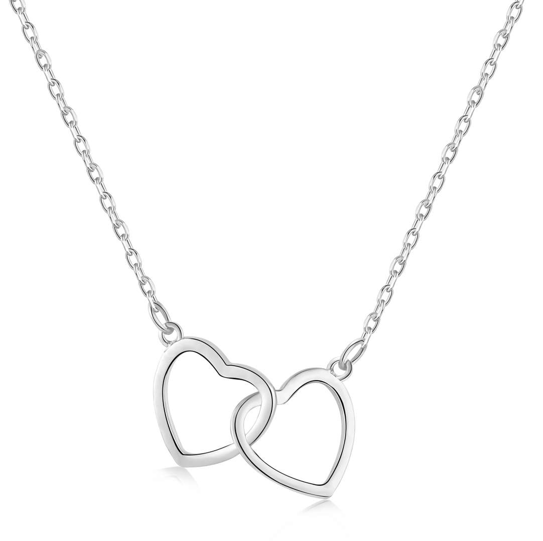[HOT]Sterling Silver Love Double Ring Necklace