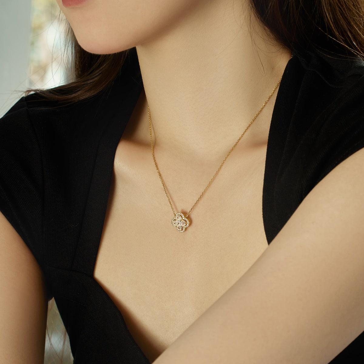 [HOT]Spliced Lucky Four-Leaf Clover Versatile Necklace