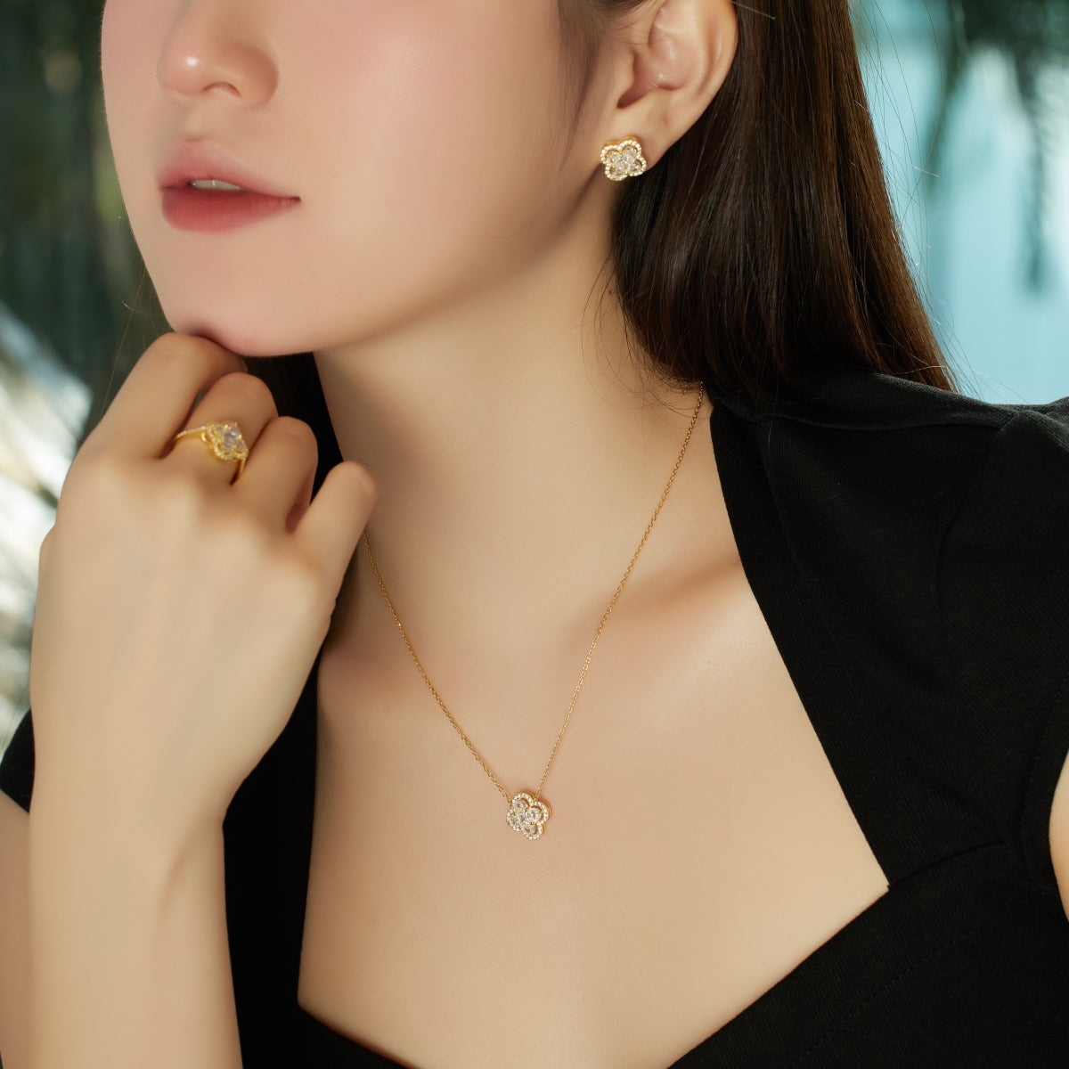 [HOT]Spliced Lucky Four-Leaf Clover Versatile Necklace