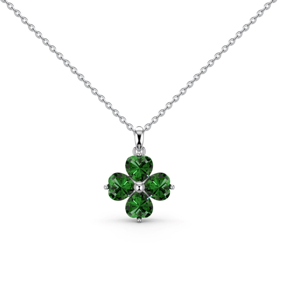 [HOT]Heart-Shaped Four-Leaf Clover Bead Necklace