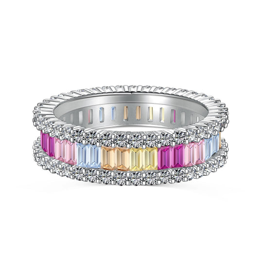 [HOT]Dainty Kaleidoscopic Emerald Cut Daily Ring
