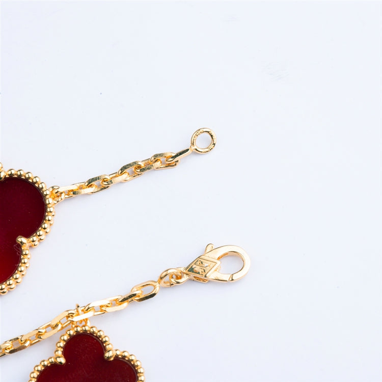 DIANA CLOVER BRACELET 5 MOTIFS CARNELIAN TIGER EYE