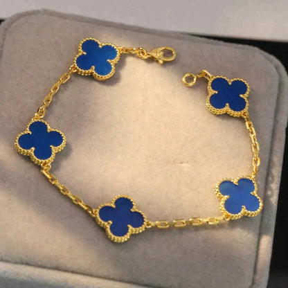 DIANA CLOVER 5 MOTIFS BLUE AGATE BRACELET