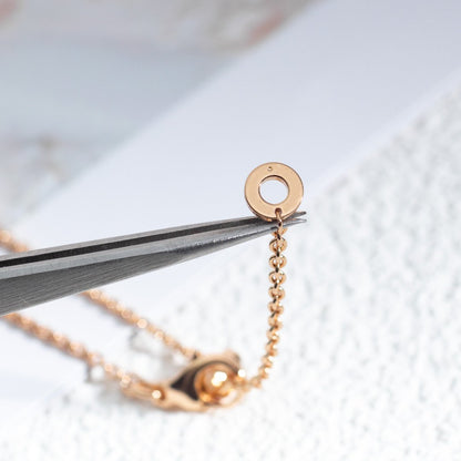 DIANA ZERO 1 WHITE CERAMIC PINK GOLD DIAMOND NECKLACE
