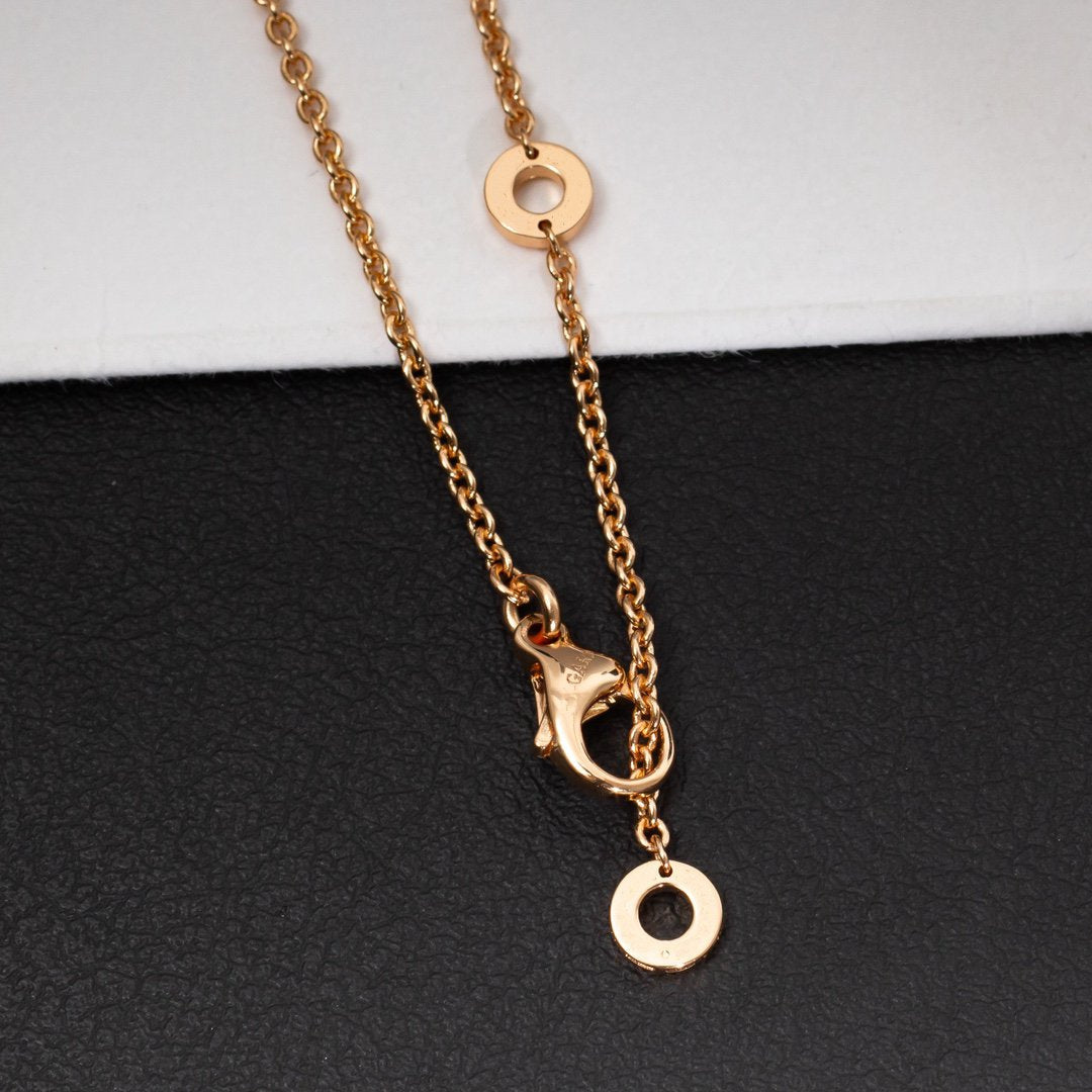 DIANA ZERO 1 WHITE CERAMIC PINK GOLD DIAMOND NECKLACE