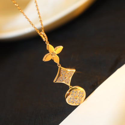 DIANA STAR AND SUN DIAMOND PINK GOLD NECKLACE