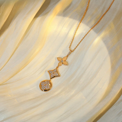 DIANA STAR AND SUN DIAMOND PINK GOLD NECKLACE