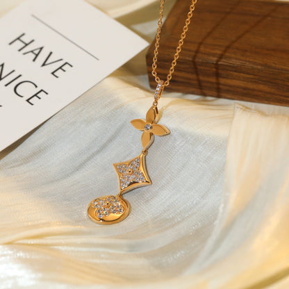 DIANA STAR AND SUN DIAMOND PINK GOLD NECKLACE