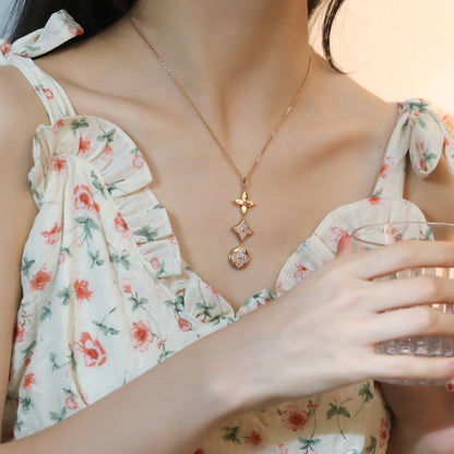 DIANA STAR AND SUN DIAMOND PINK GOLD NECKLACE